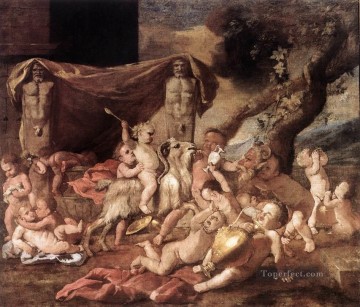 company of captain reinier reael known as themeagre company Painting - Bacchanal of Putti classical painter Nicolas Poussin